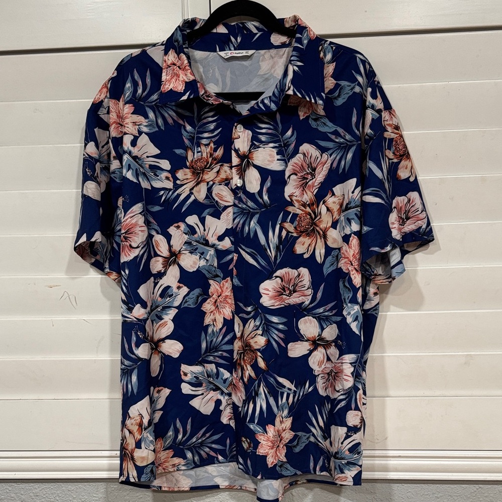 PatPat Navy Floral Men's Shirt